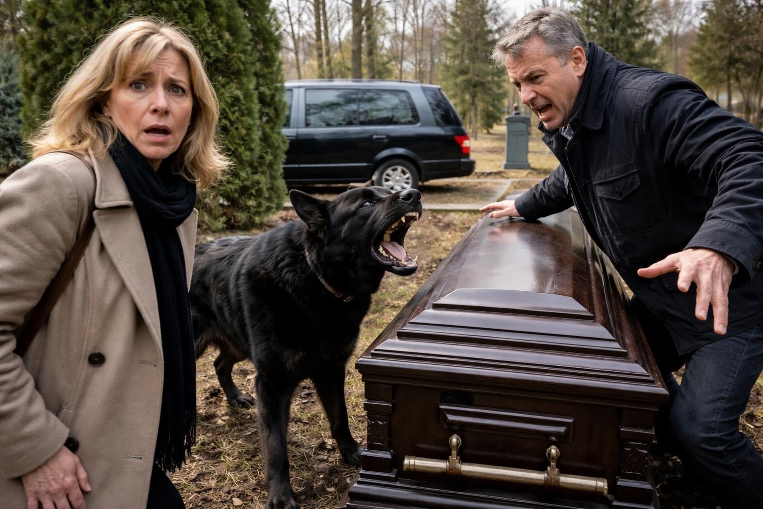 Pe tot drumul până la cimitir, dricul a fost urmat de o câineasă neagră. Lângă mormânt, s-a repezit spre sicriu, a început să latre și nu lăsa pe nimeni să se apropie…